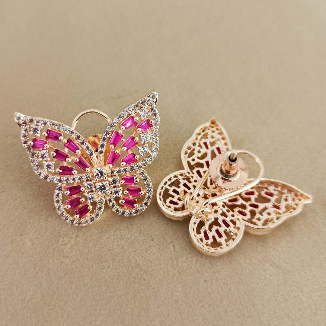 Dhwani Magenta Diamond Work Rose Gold Plated Tops