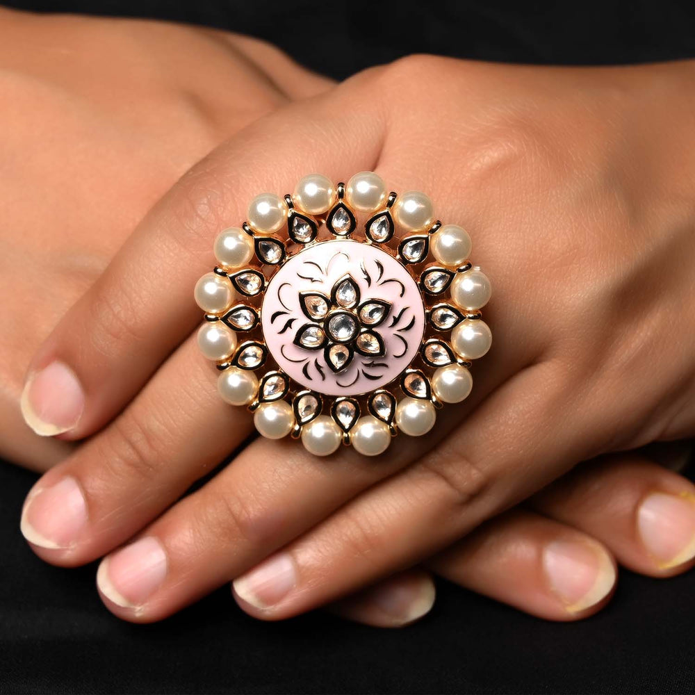 Handcrafted Bhaumi Meenakari Work Kundan Ring with traditional Indian craftsmanship