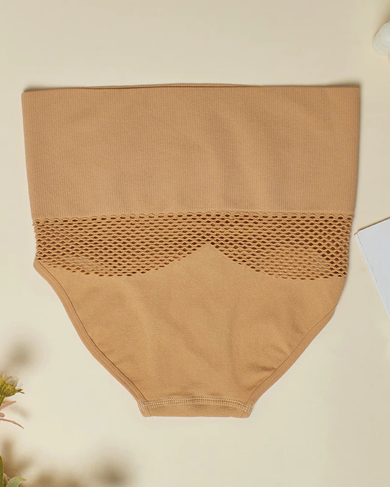 Women's Seamless Shapewear Panty High Waist Sexy Hollow Out Briefs  - By Qivii