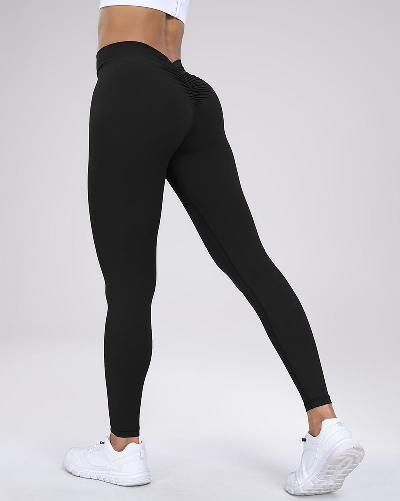 V-Back Scrunch Butt Yoga Pants High Waisted Buttery Soft Workout Leggings  - By Qivii