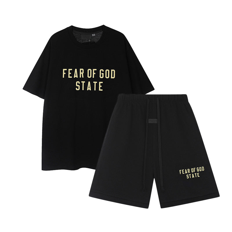 FW24 STATE T-Shirt / Shorts / Set - Black  - By Qivii