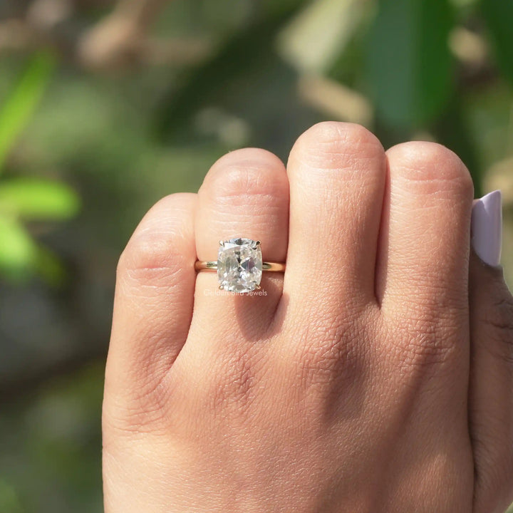 Old Mine Cushion Moissanite Solitaire Ring