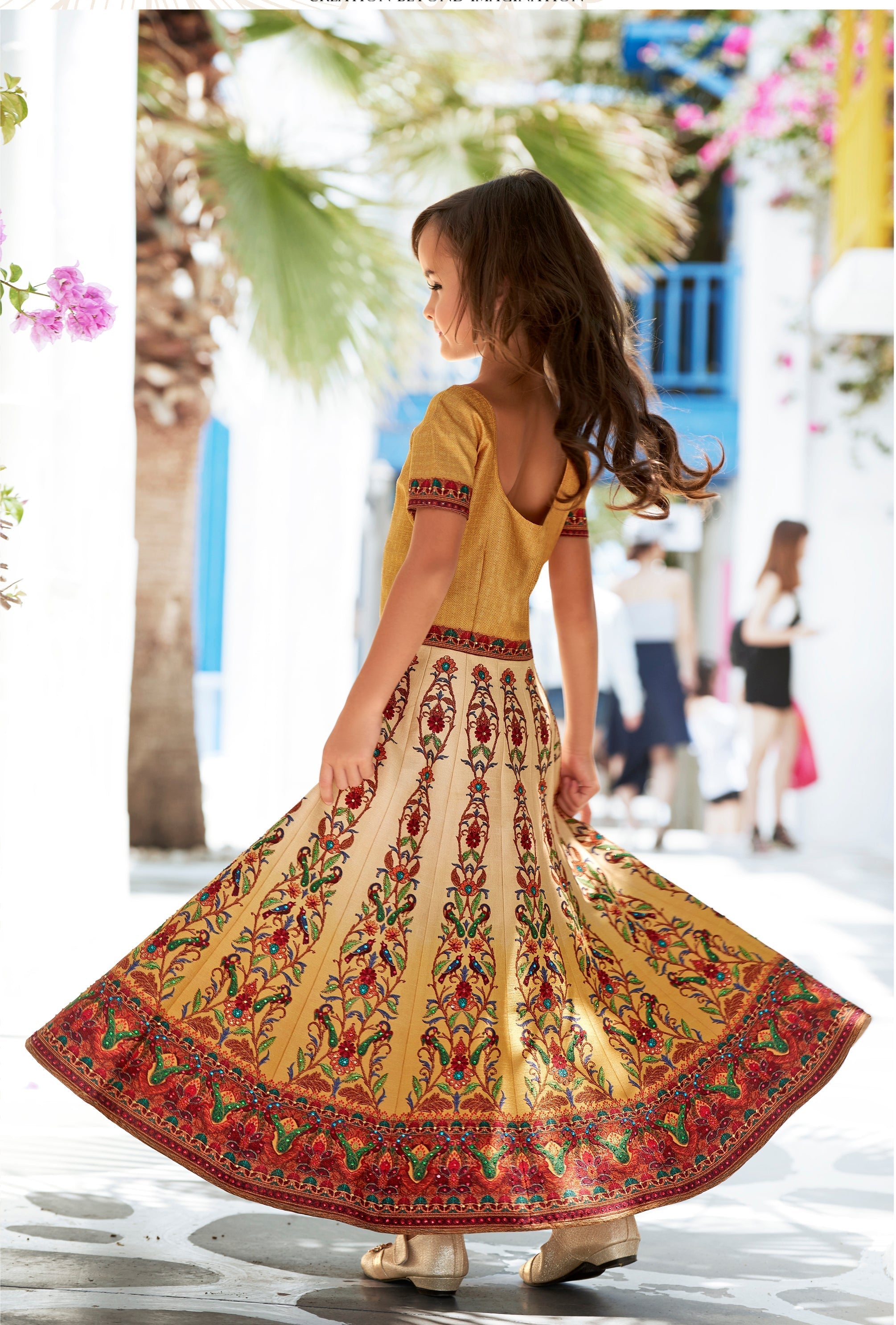 Elegant Ethos Khadi Mono Silk Lehenga for Girls - qivii