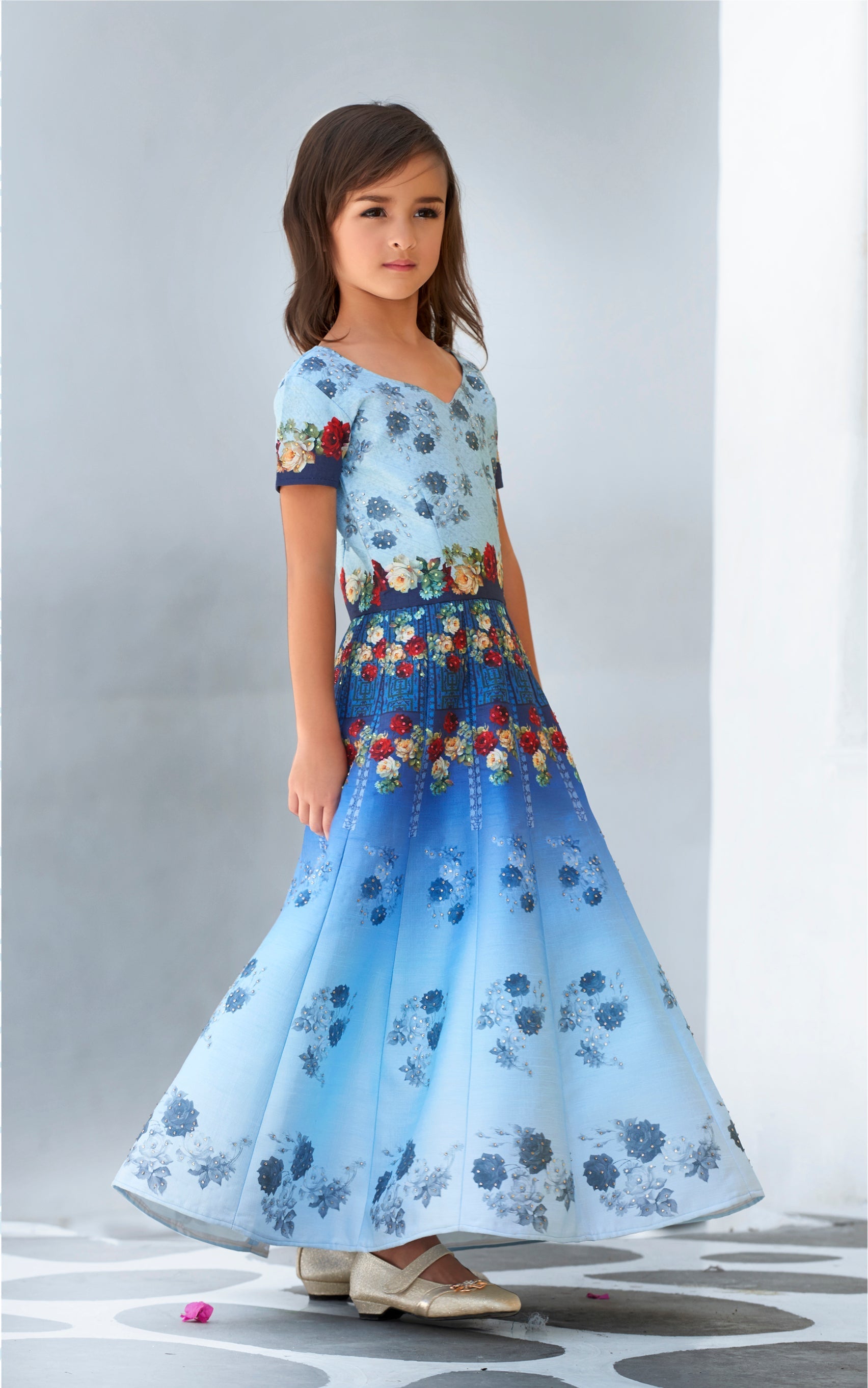 Charming Festivity Khadi Mono Silk Lehenga for Kids - qivii
