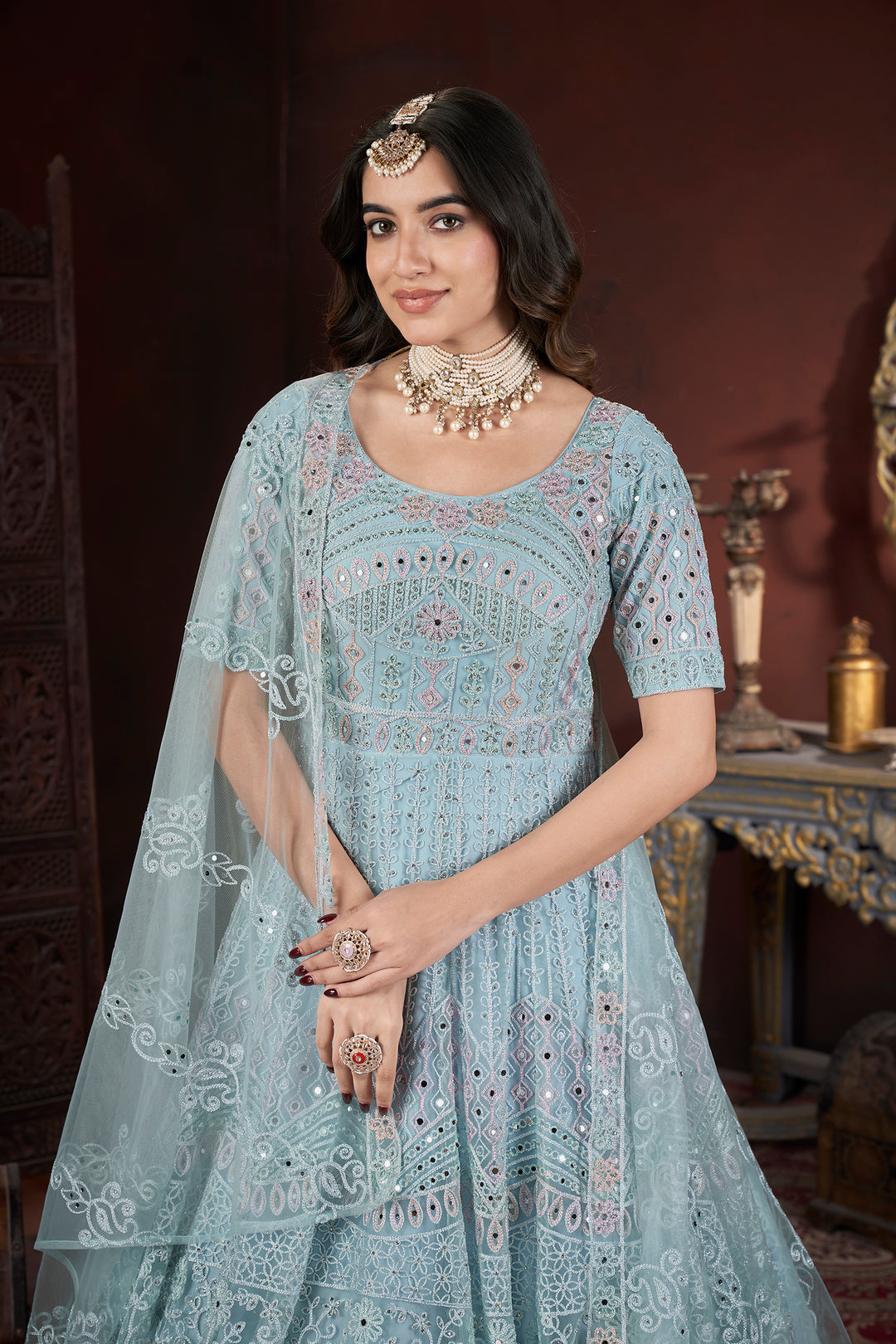 Sky Net Embroidery and zarkan Gown