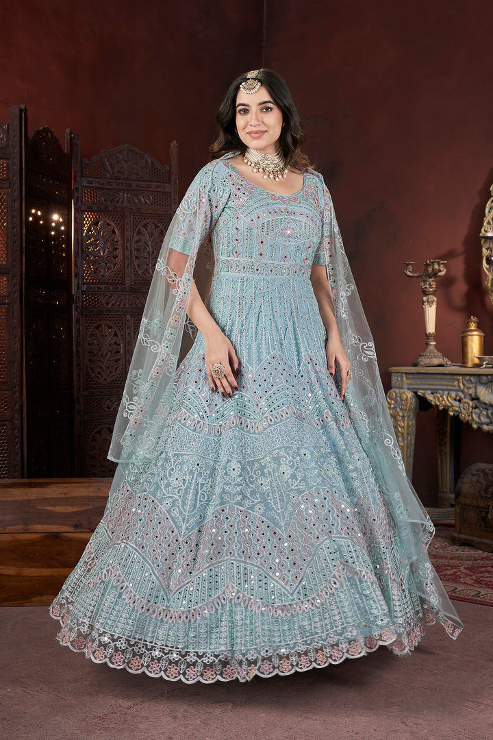 Sky Net Embroidery and zarkan Gown