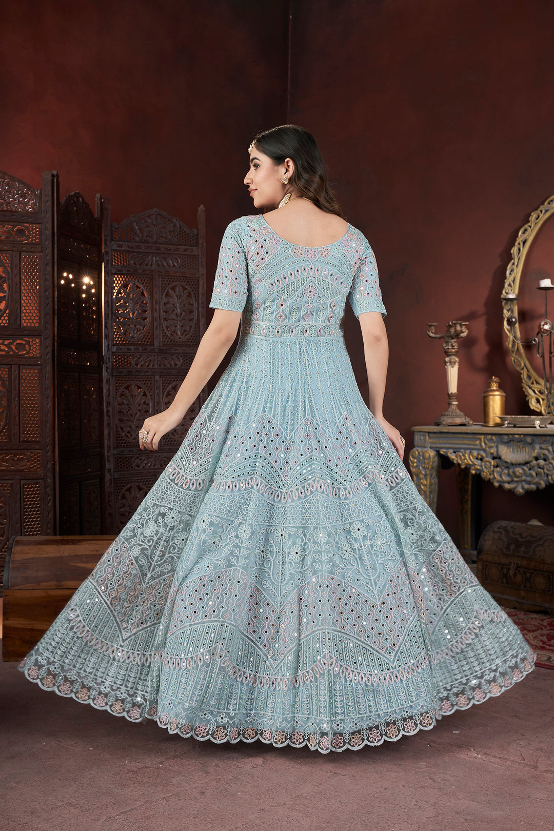 Sky Net Embroidery and zarkan Gown