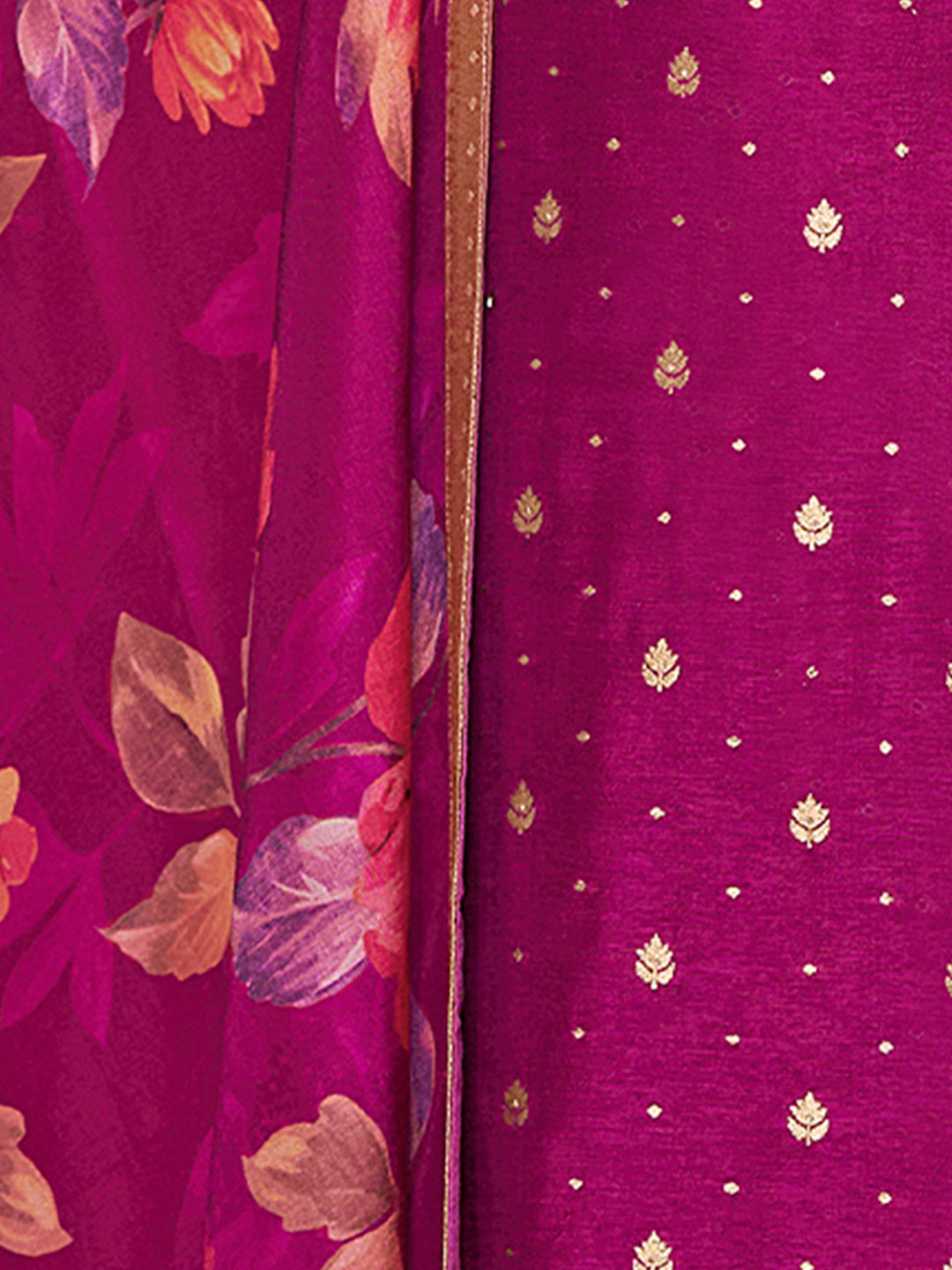 Purple Dola Silk Kurta Set with Jacquard Work, Paired with a Dola Silk Digital Printed Dupatta