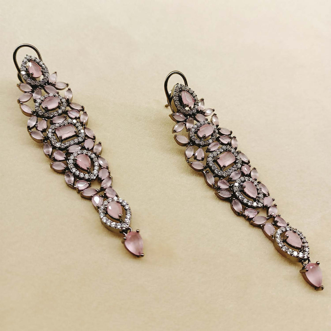 Ipshita Baby Pink Stone Diamond Victorian Earrings