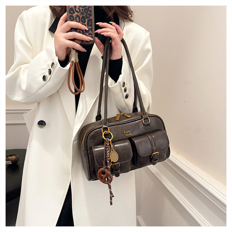 Women's Trendy Vintage Boston Pillow Tote Bag - Versatile Shoulder/Handheld Retro Commuter Bag