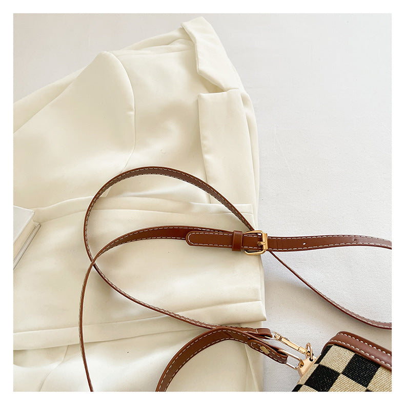 Women’s Stylish Houndstooth Checkered Crossbody Bag - Compact Square Shoulder Bag for Everyday Use