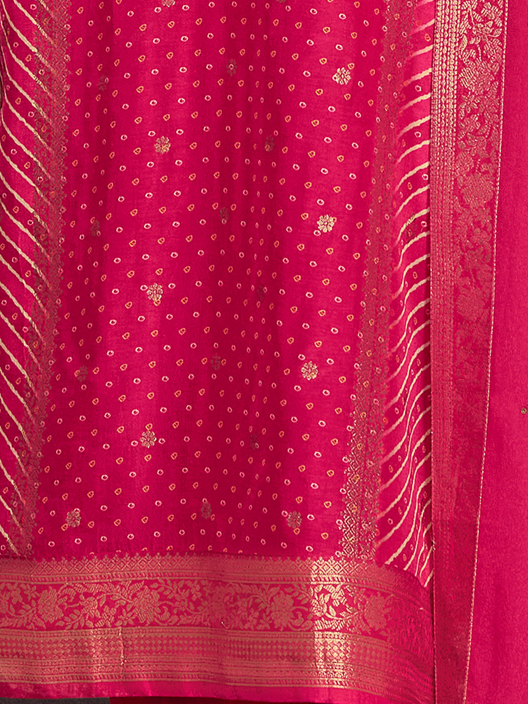 Crimson Pink Premium Dola Silk Suit with Ethnic Motifs & Jacquard Detailing