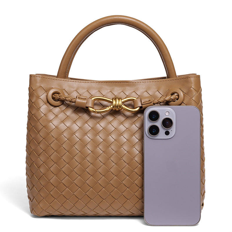 Women's Artisan Weave Tote - Expandable Crossbody with Butterfly Motif & Structured Silhouette