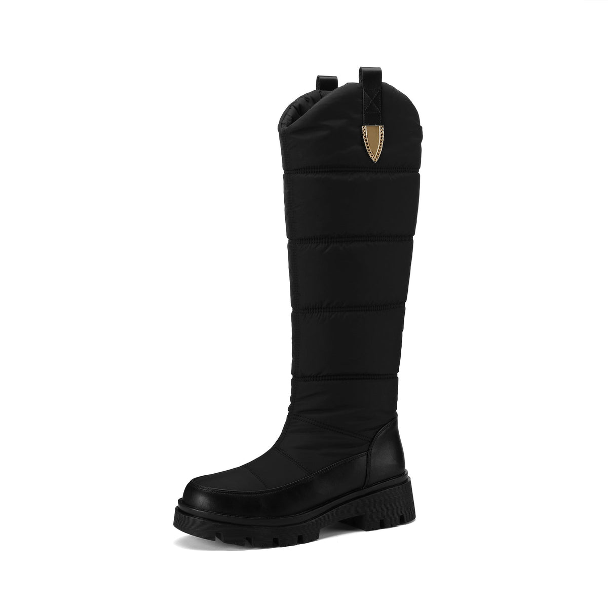Women's Monroe Knee-High Boots - Waterproof Quilted Winter Boots with Plush Faux Fur Lining & Chunky Rocker Sole (US 4-11)