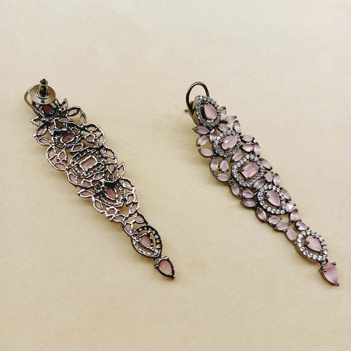 Ipshita Baby Pink Stone Diamond Victorian Earrings