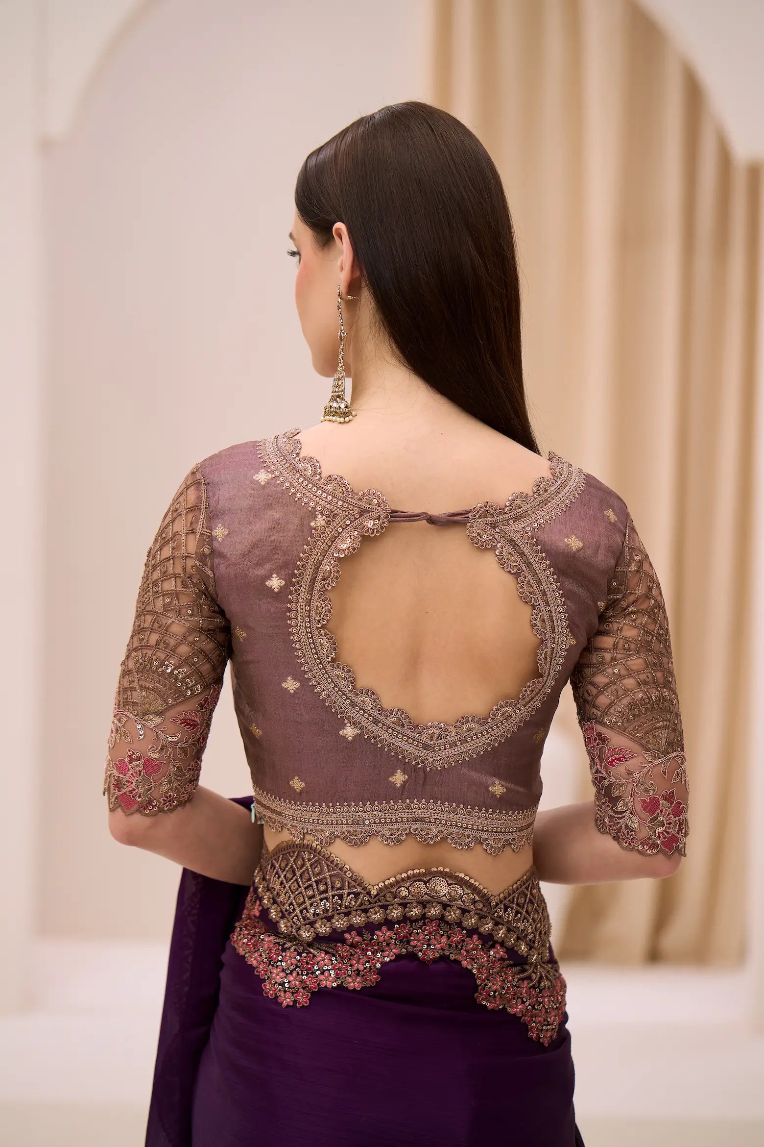 Blooming Violet Georgette Party wear Saree