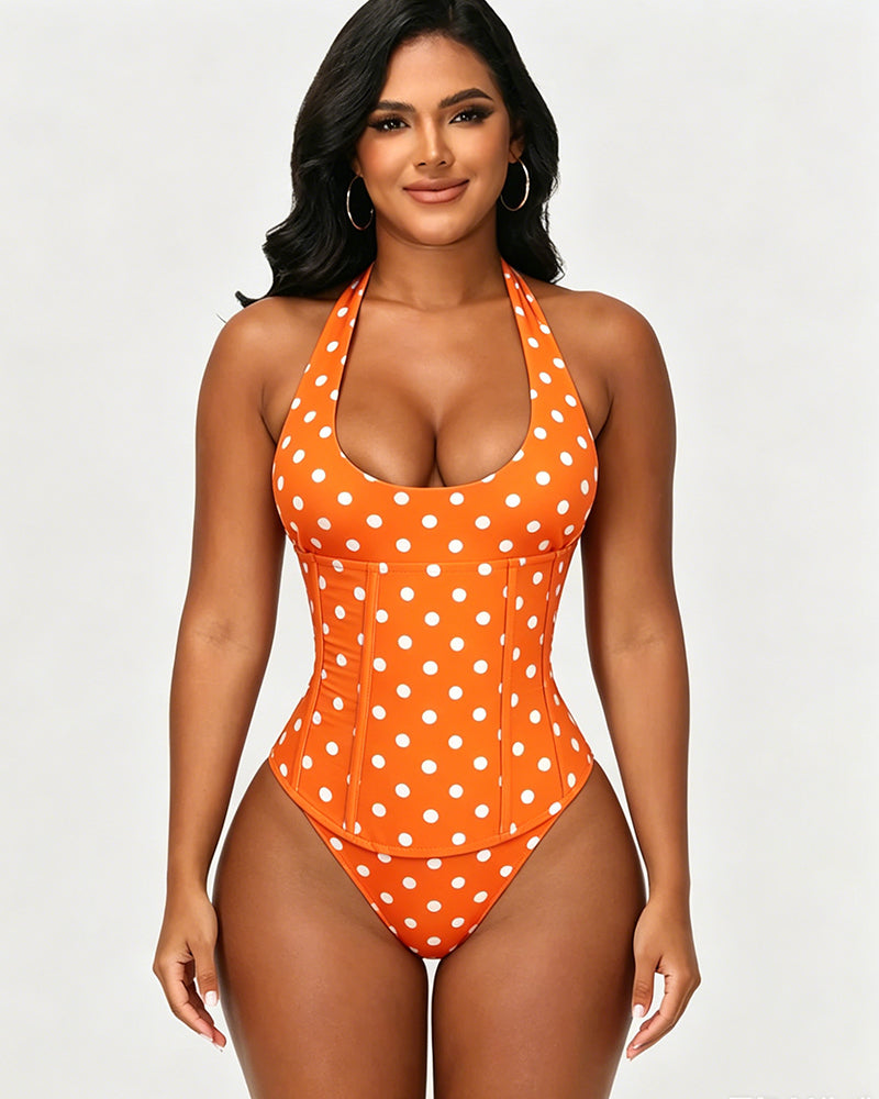 Hourglass Corset Body Shaper Waist Cincher Swimsuit Two-Piece Set  - By Qivii