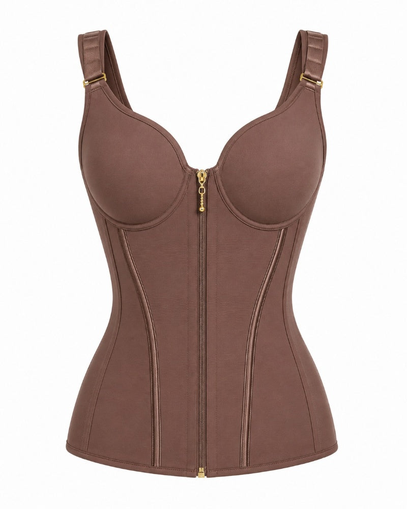 Double Compression Long Slimming Faja Waist Trainer Zipper Vest with Bra
