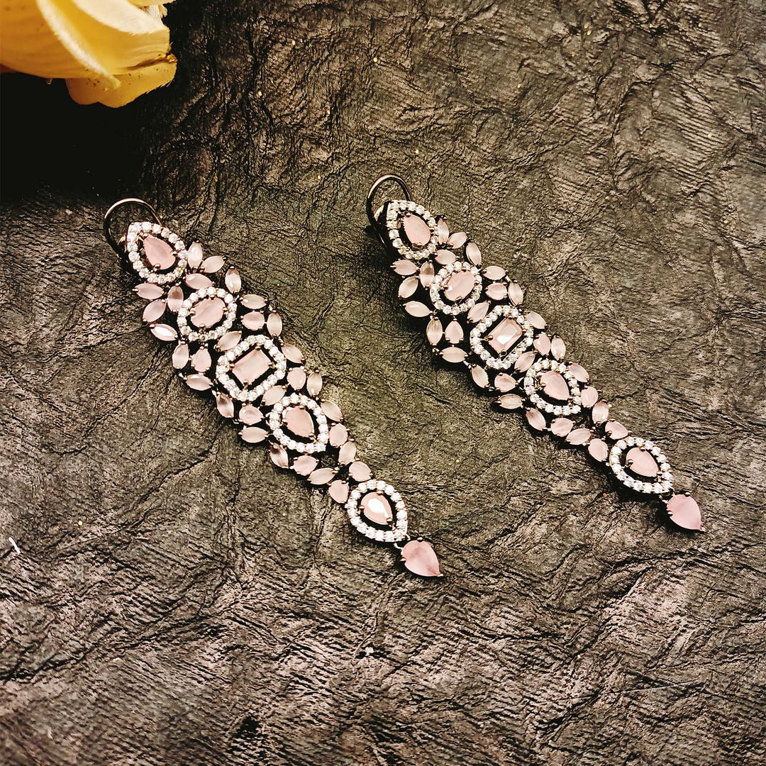 Ipshita Baby Pink Stone Diamond Victorian Earrings