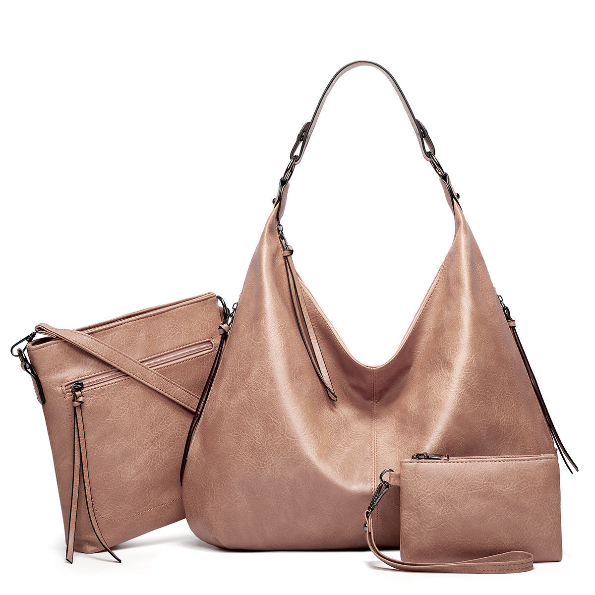 Ounamei Vegan Leather Hobo Shoulder Bag for Women | Large Capacity Purse with Matching Wallet & Card Holder | Shoulder & Crossbody Carry