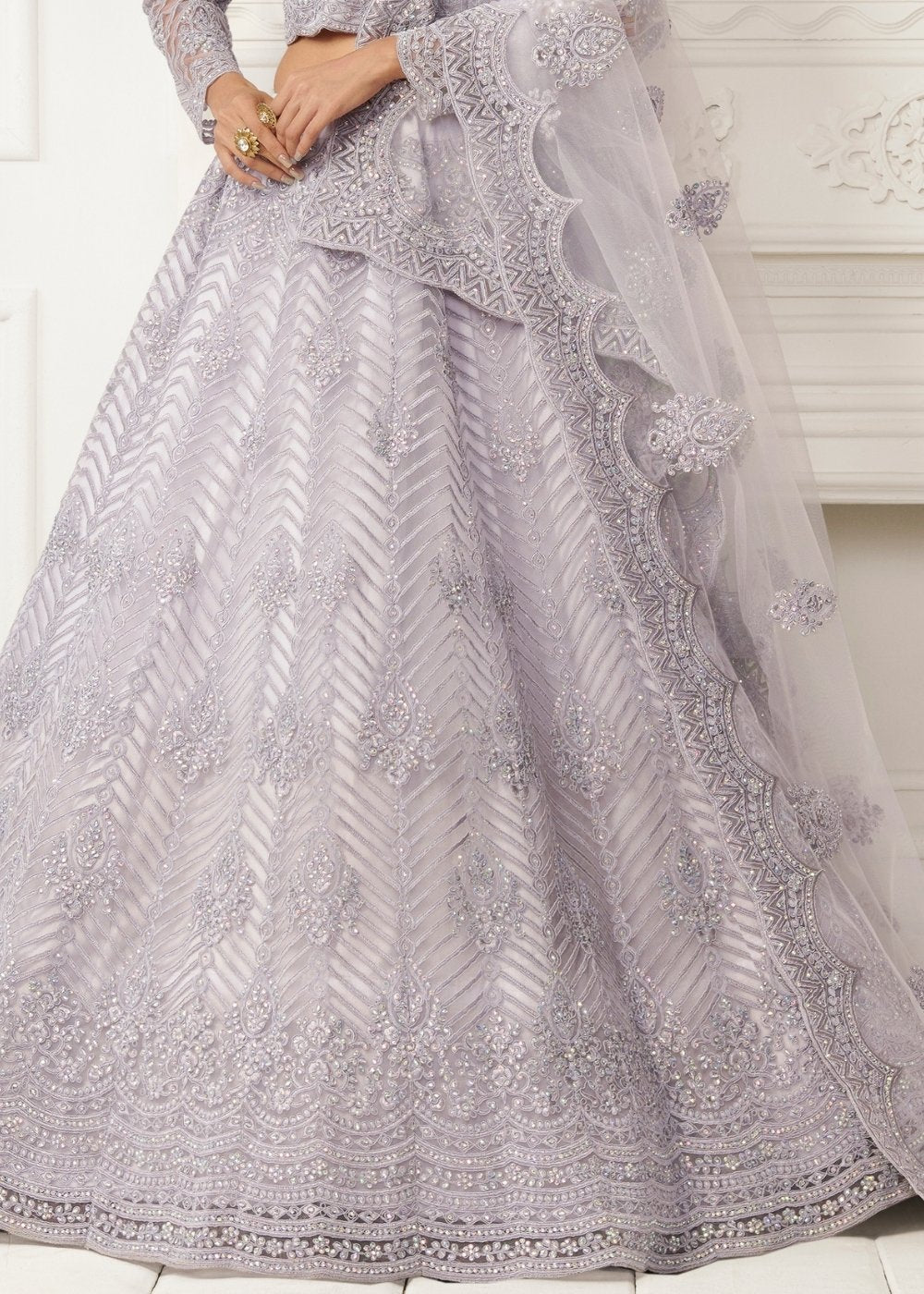 Thistle Purple Soft Net Lehenga Choli with Cording Embroidery & Stonework | Ready To Wear - qivii