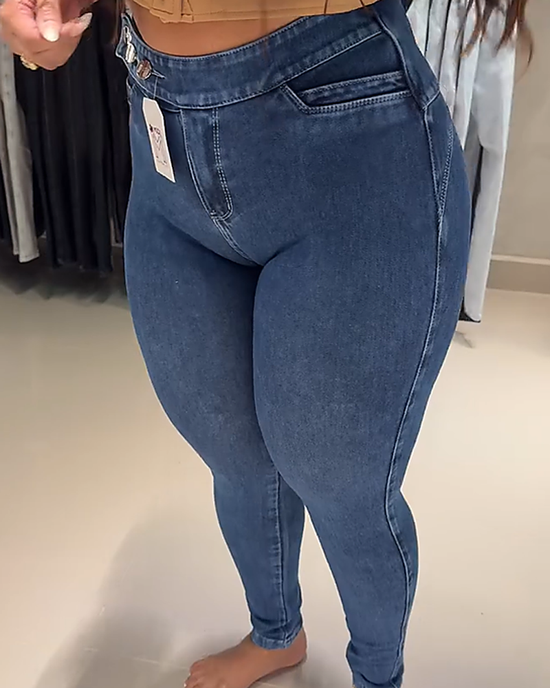 Shapshe® High Waist Adjustable Waistband Hip Lift Tummy Control Jeans  - By Qivii