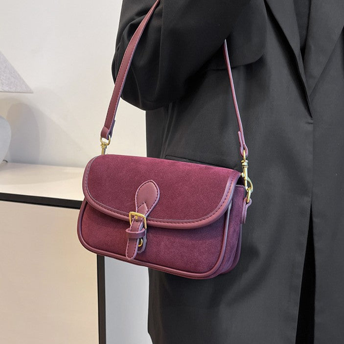 Women's Saddle Luxe Sling Bag - Matte Vintage Crossbody with Signature Buckle & Adjustable Wear