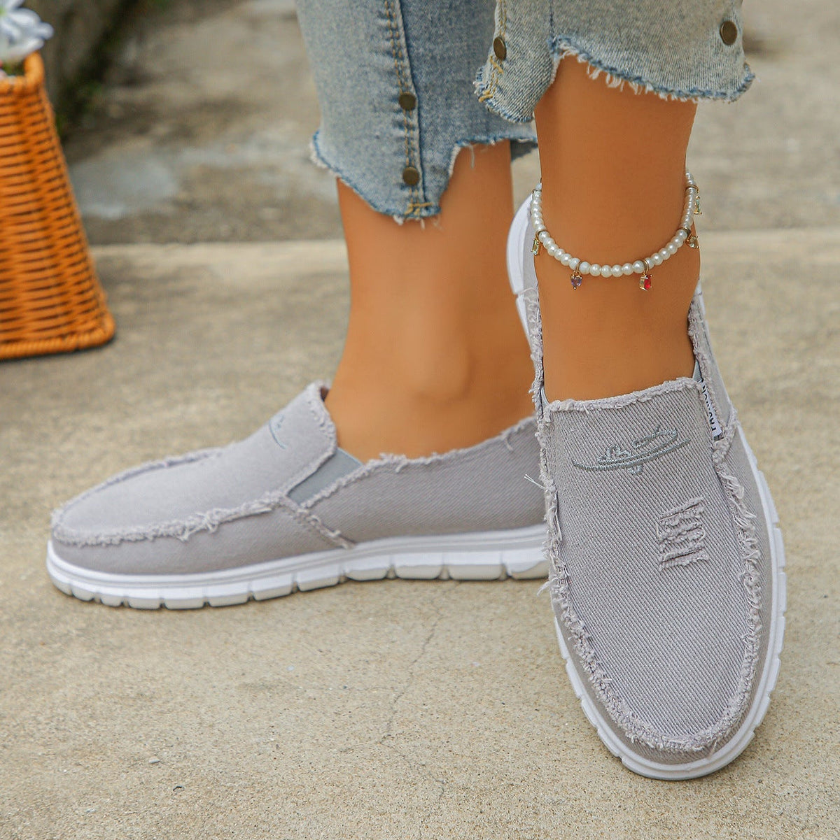 Women's Hazel Washed Canvas Slip-On Shoes - Vintage Casual Comfort Sneakers (US 5-10)