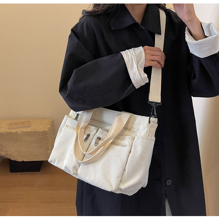 Women's Corduroy Tote Bag Large Capacity Convertible Shoulder & Crossbody Bag | Casual & Versatile Everyday Handbag