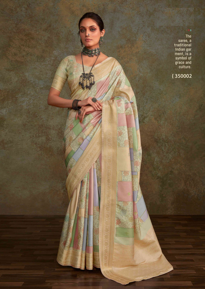 Beige Color Art Silk Fabric Special Saree With Printed Work