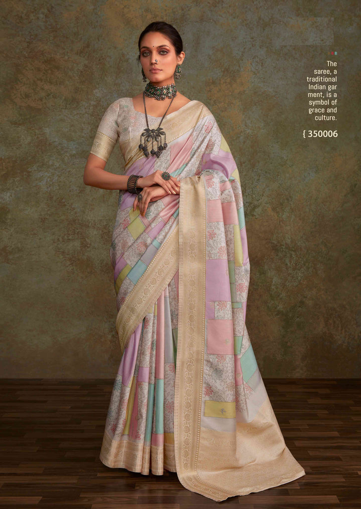 Off White Color Art Silk Fabric Special Saree With Printed Work