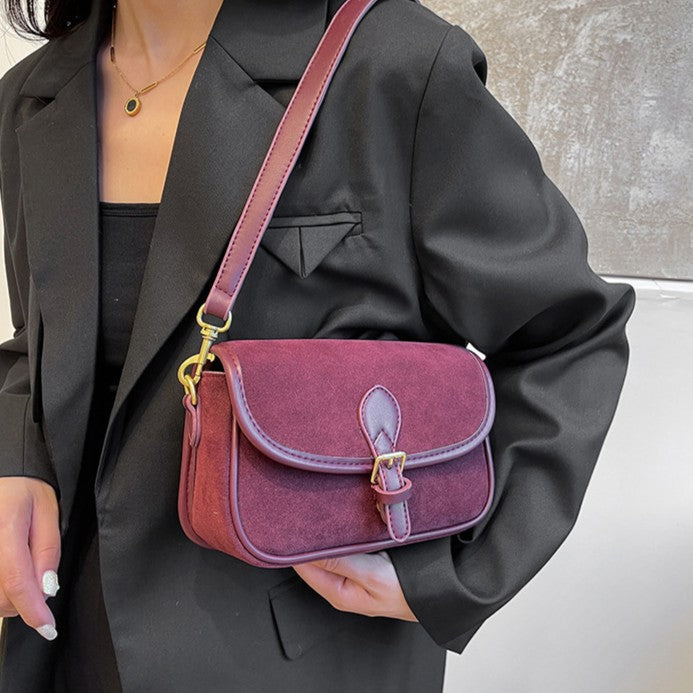 Women's Saddle Luxe Sling Bag - Matte Vintage Crossbody with Signature Buckle & Adjustable Wear