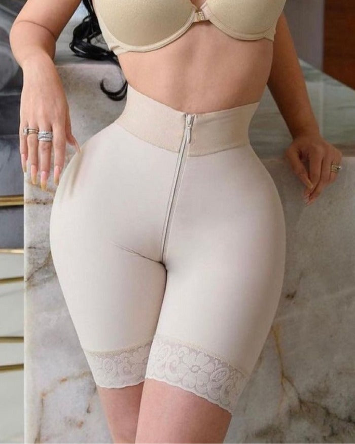 Shapshe® Double Compression Butt Lifter Zipper Shorts High Waisted Butt Pads Seamless Body Shaper Short  - By Qivii