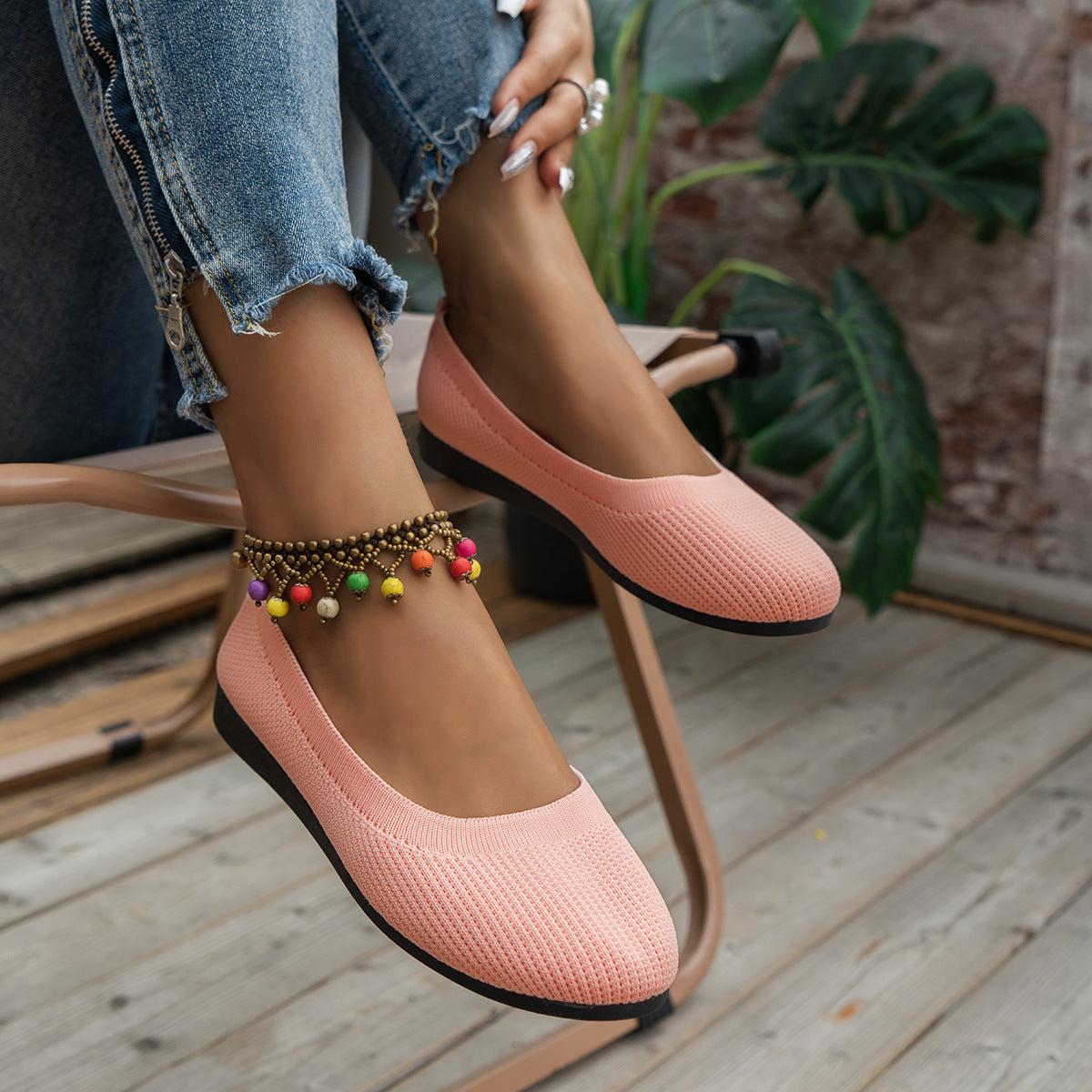 Women's Plus Size Round Toe Casual Driving Flats Comfortable Athleisure Loafers