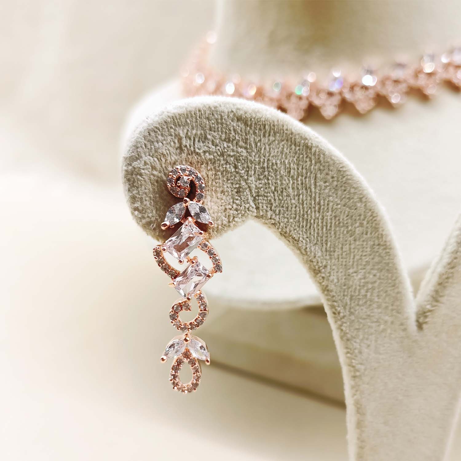 Hamidah American Diamond Necklace Set With Fancy Cut Shape - qivii