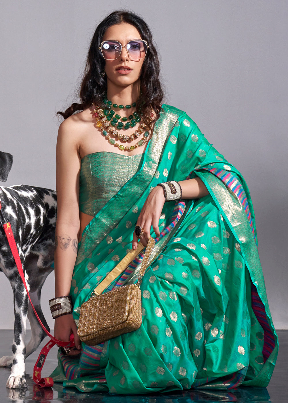 Jade Green Handloom Woven Designer Silk Saree with Overall Butti work