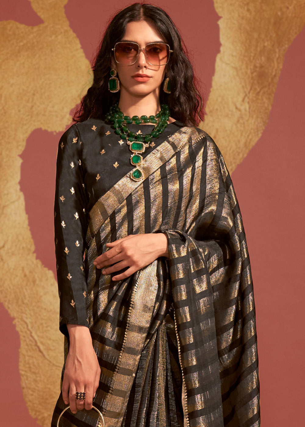 Midnight Black Handwoven Viscose Designer Saree - qivii