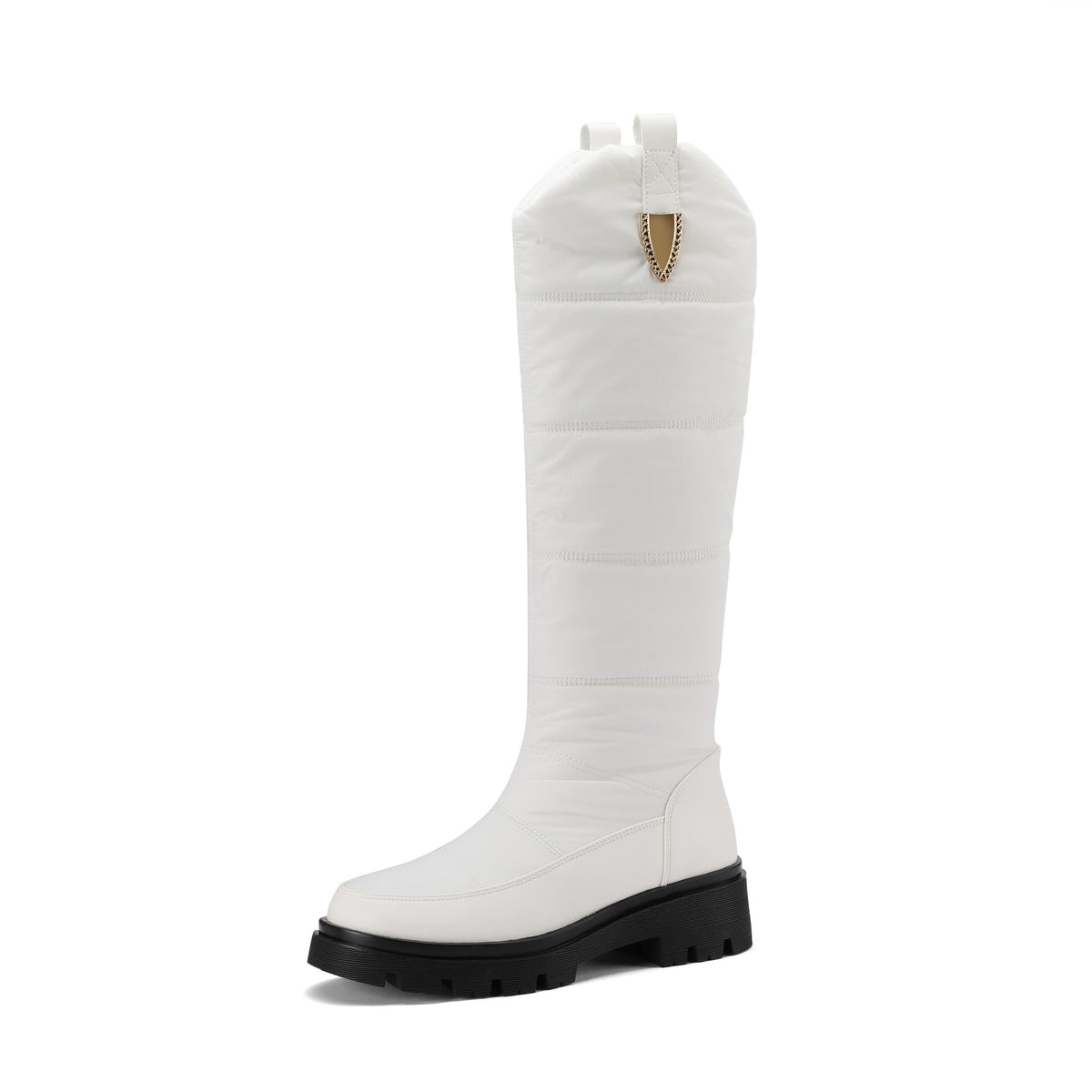 Women's Monroe Knee-High Boots - Waterproof Quilted Winter Boots with Plush Faux Fur Lining & Chunky Rocker Sole (US 4-11)