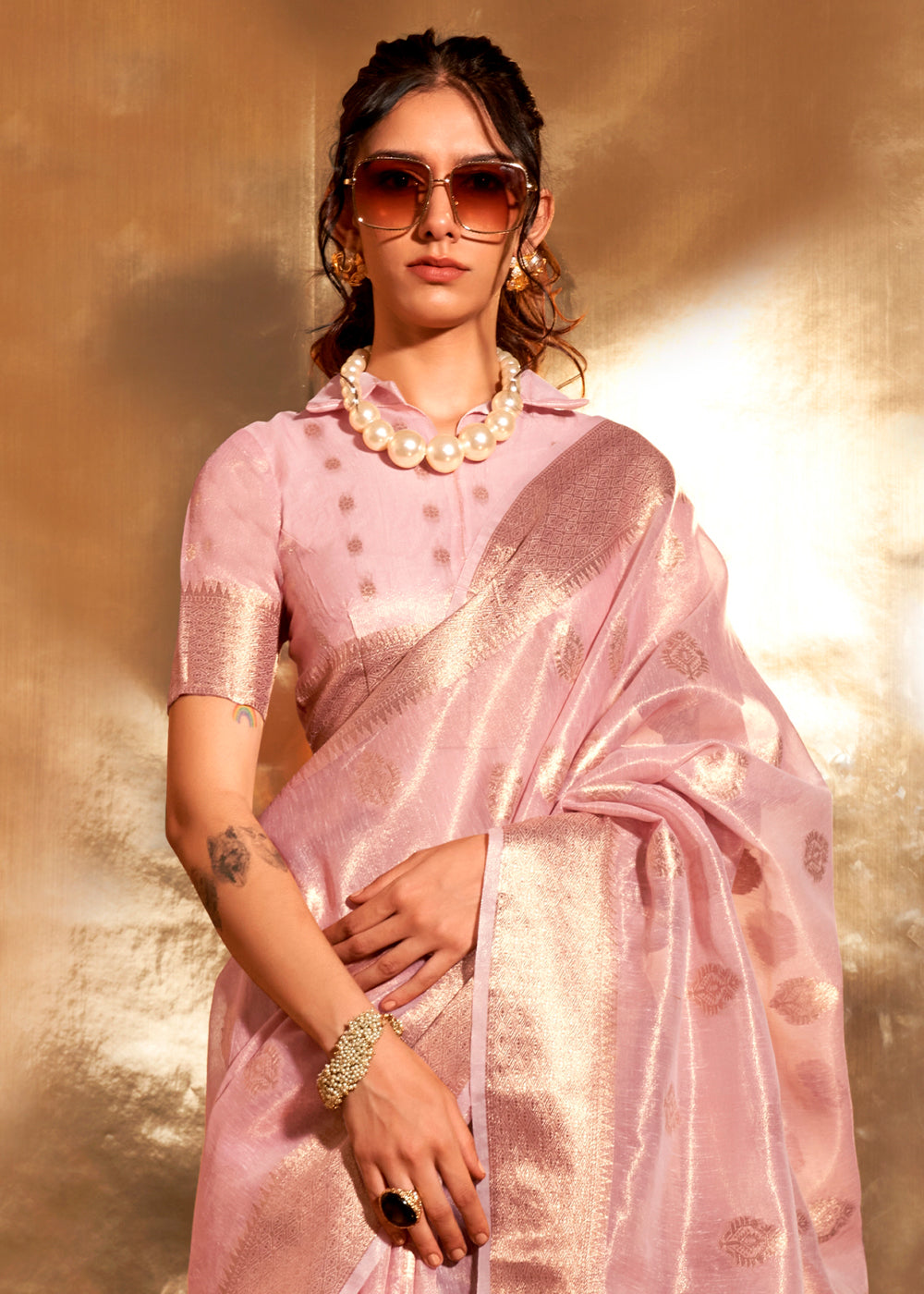 Lavender Purple Zari Woven Tissue Silk Saree Having Paithani Pallu - qivii