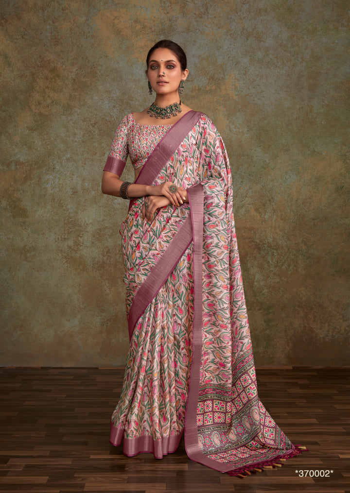 PEACH HANDLOOM SILK WITH SEQUENCE WEAVING SAREE