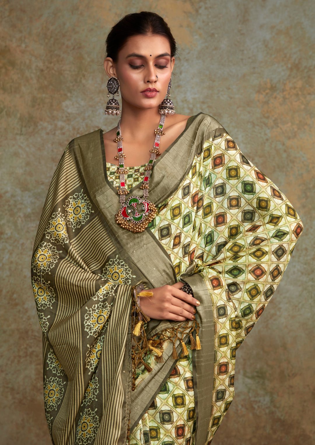 MULTI COLOR HANDLOOM SILK WITH SEQUENCE WEAVING SAREE