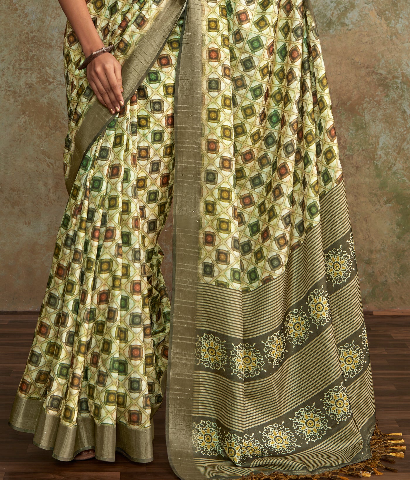 MULTI COLOR HANDLOOM SILK WITH SEQUENCE WEAVING SAREE