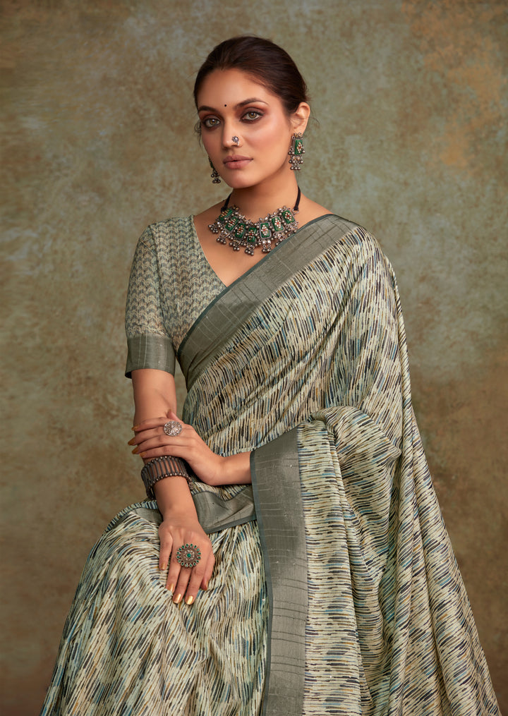 GREY HANDLOOM SILK WITH SEQUENCE WEAVING SAREE