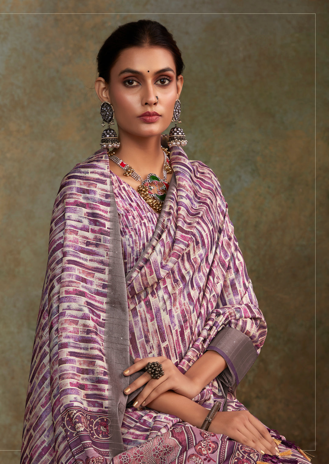 PURPLE HANDLOOM SILK WITH SEQUENCE WEAVING SAREE