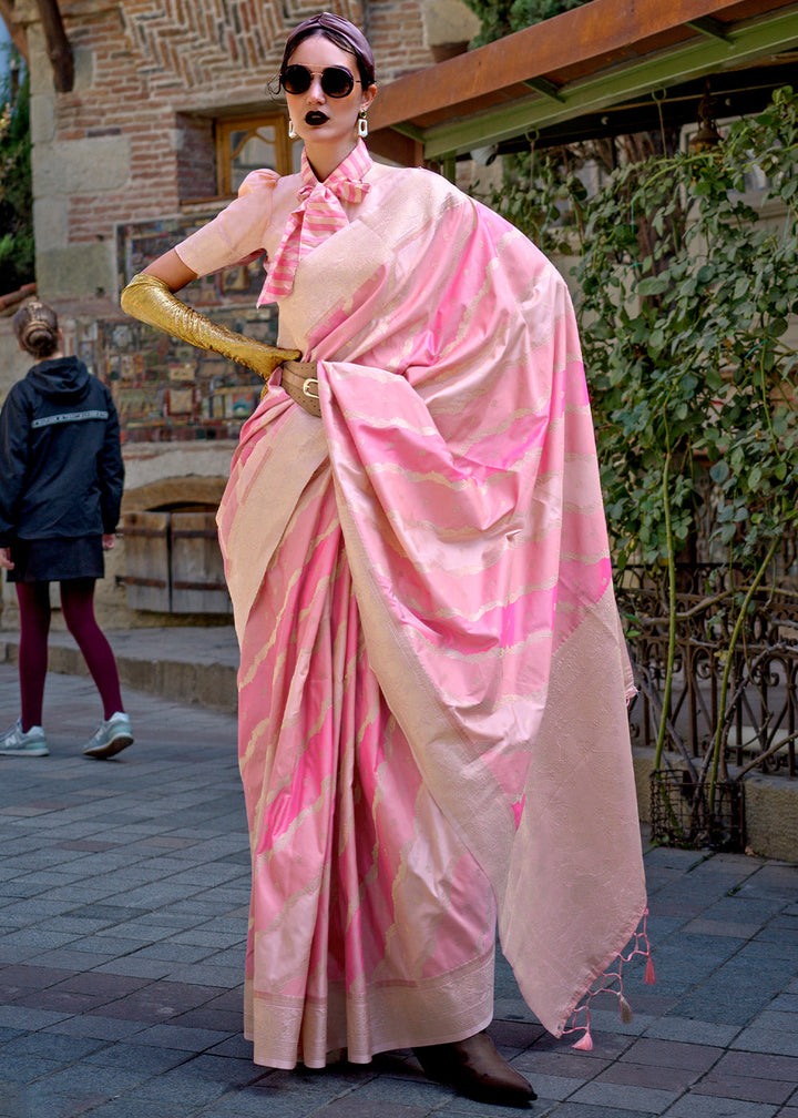 Shades Of Pink Rangkaat Handoom Woven Katan Silk Saree