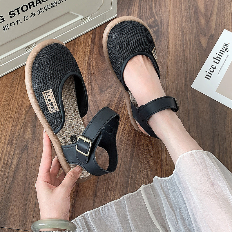Women’s Mirelle Linen Mesh Closed-Toe Roman Sandals – Effortless Lightweight Everyday Comfort Flats (US 4–10)