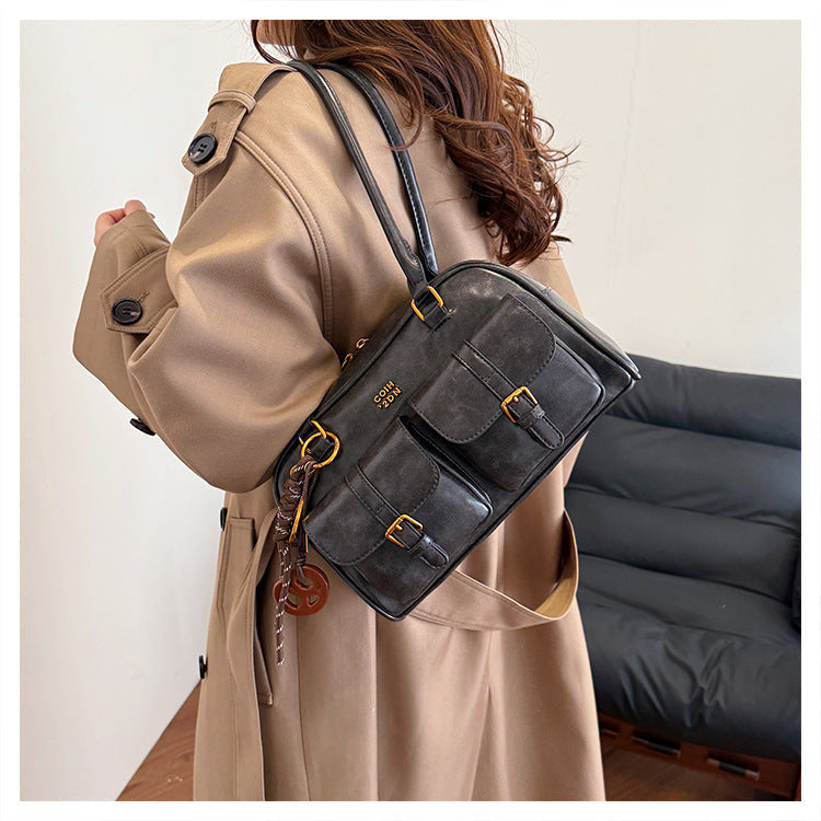Women's Trendy Vintage Boston Pillow Tote Bag - Versatile Shoulder/Handheld Retro Commuter Bag