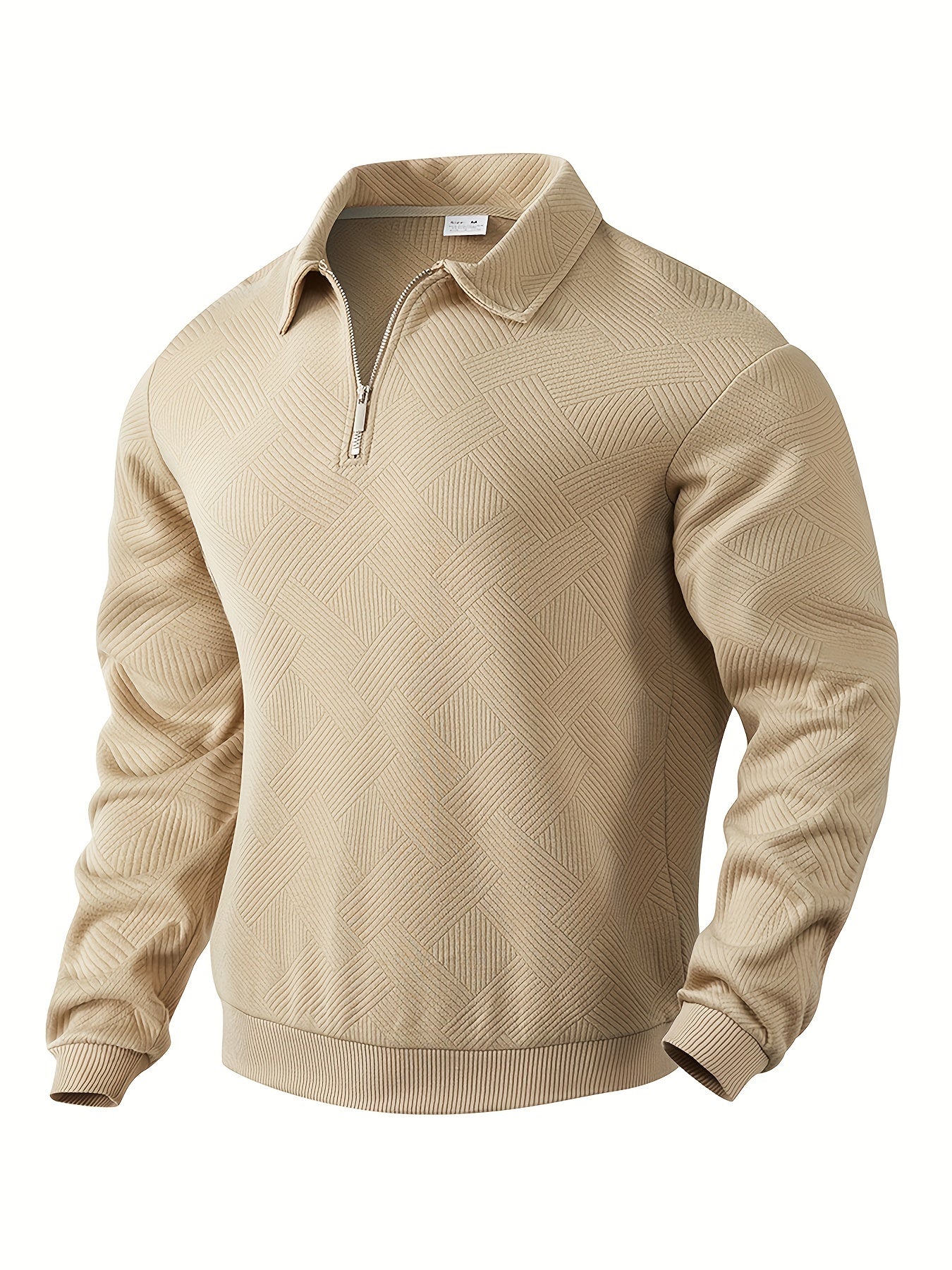 James™ - Vintage Geometrisch Ontwerp Sweater Met Rits  - By Qivii
