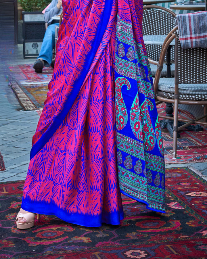 PURPLE COLOR SATIN CREPE PRINT SAREE