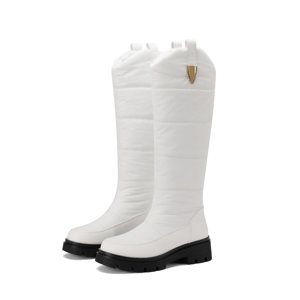 Women's Monroe Knee-High Boots - Waterproof Quilted Winter Boots with Plush Faux Fur Lining & Chunky Rocker Sole (US 4-11)